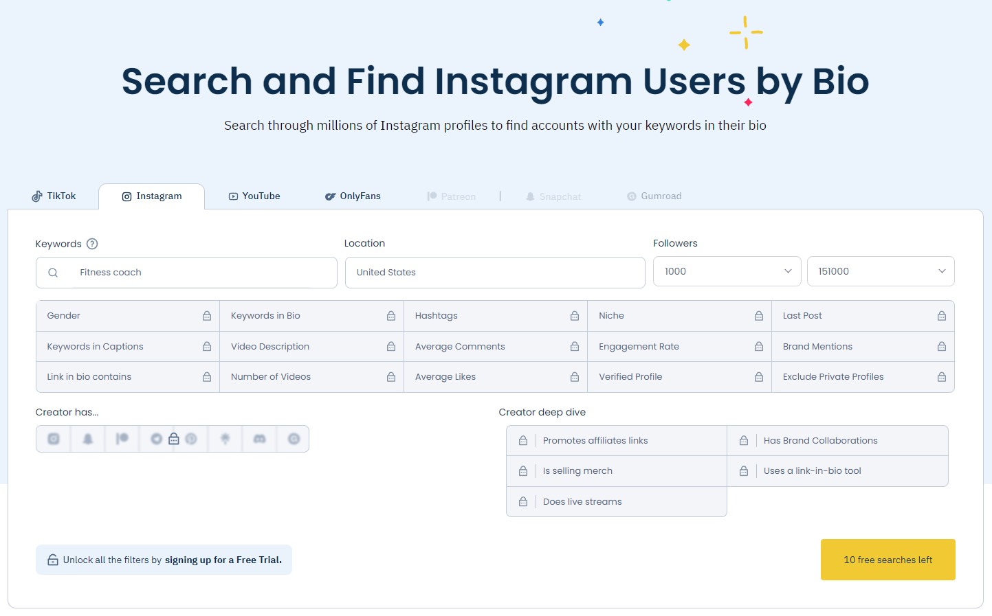 Free Instagram micro-influencer search tool