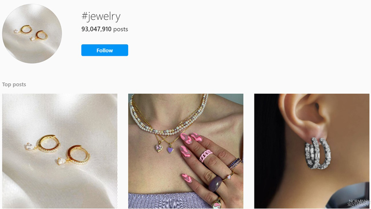 #jewelry hashtag on Instagram