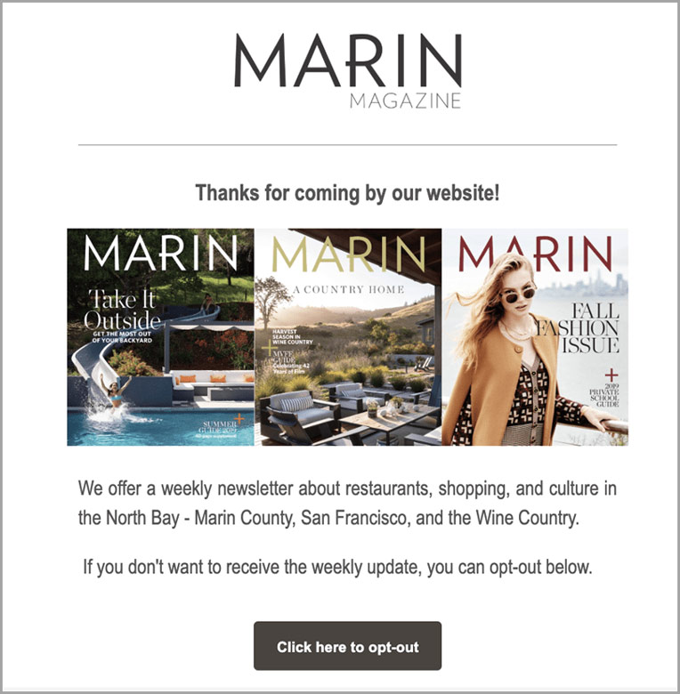 Marin Magazine Offer a Clear Way to Opt Out
