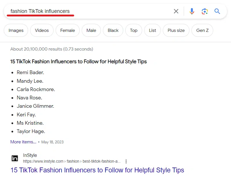 How to find TikTok influencers using Google