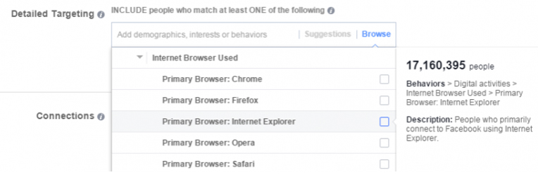 Target based on various web browsers