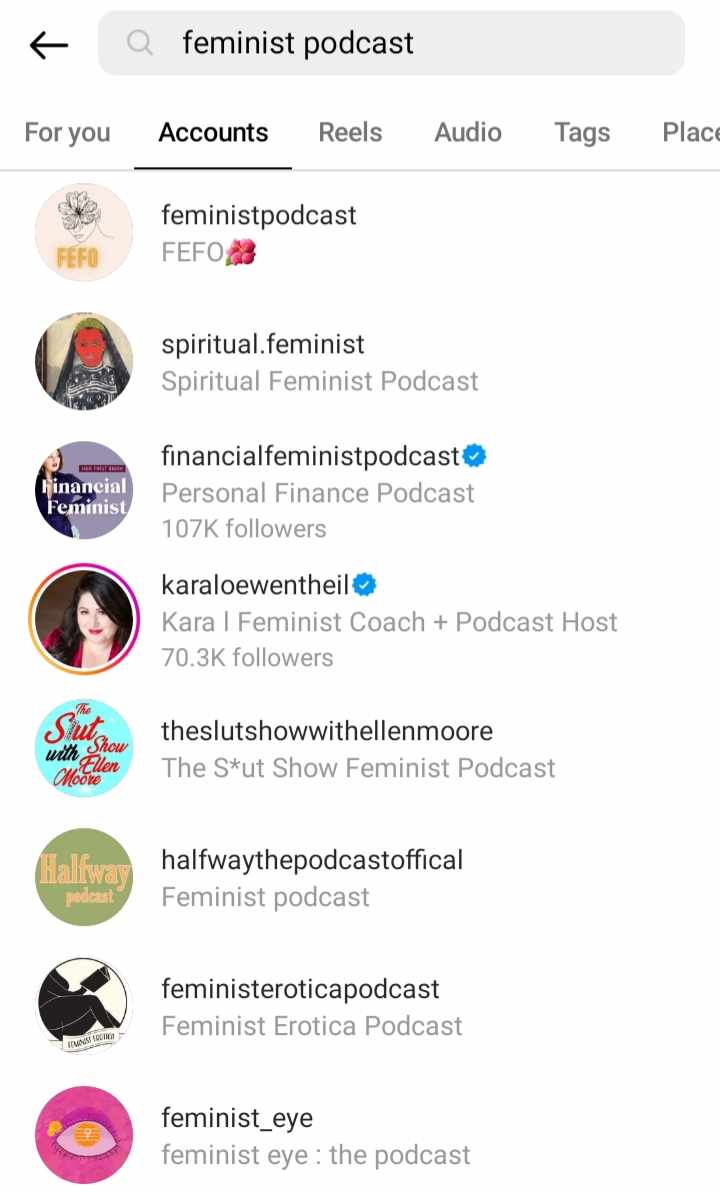 Find podcast hosts on Instagram