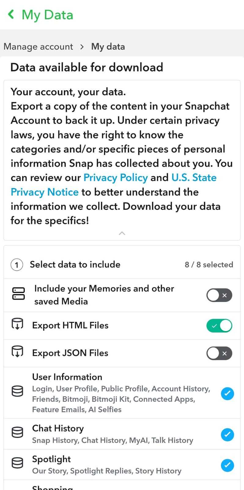 How to download Snapchat data