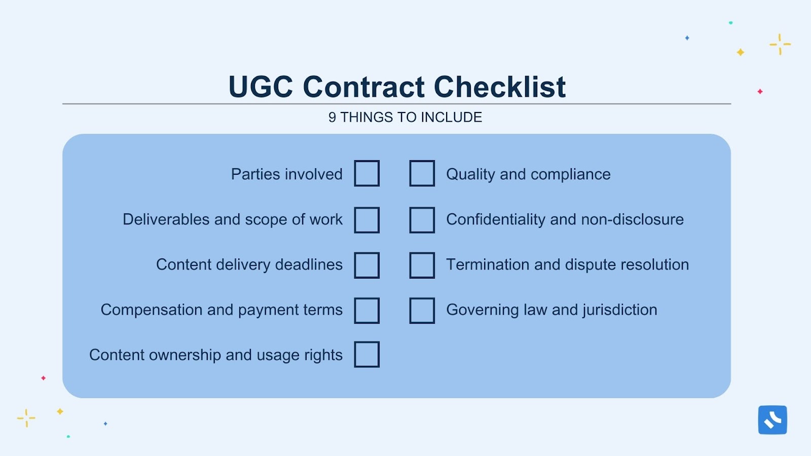 UGC contract checklist