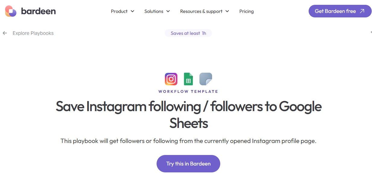 Export Instagram following list with Bardeen