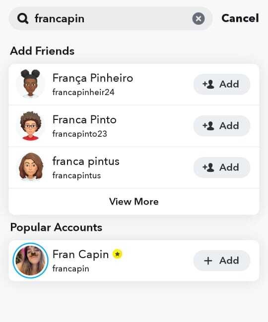Search for users on Snapchat