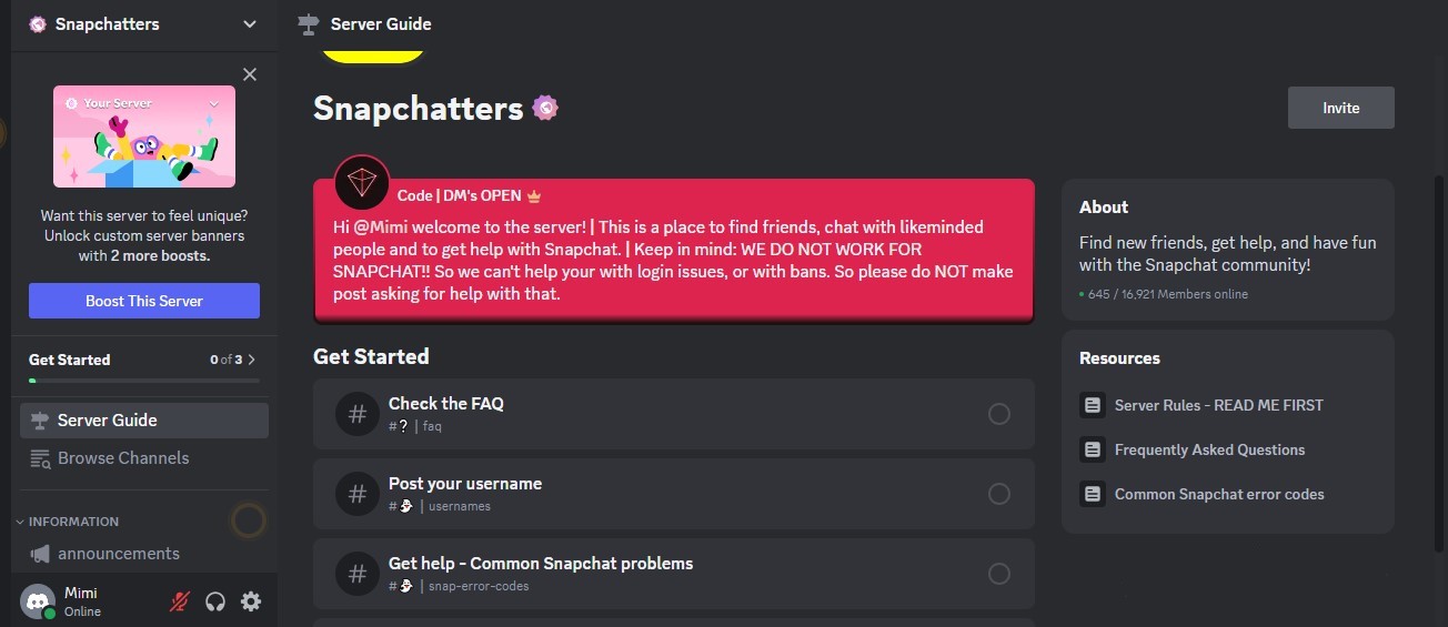 Find Snapchat influencers on Discord