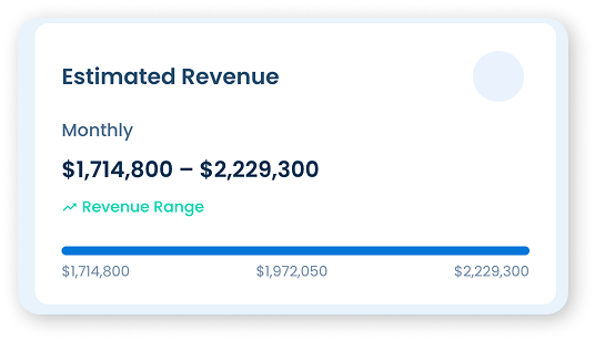Estimated monthly revenue range for a creator alongside similar accounts and engagement comparison